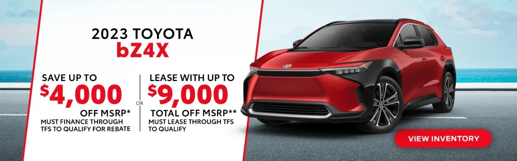 Top deals and offers from Toyota for the 2023 bZ4X.