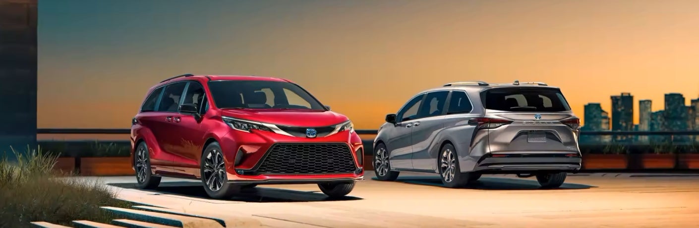 Red and Silver 2023 Toyota Sienna Models Exterior Views